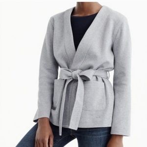 J.Crew Open Front Cardigan Blazer Waist Tie Cotton Blend XS Gray